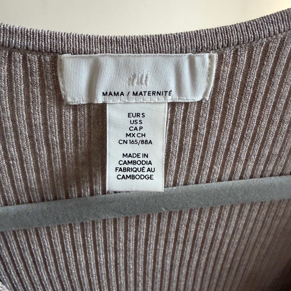 H&M Mama Maternity Nursing Ribbed Wrap Top Beige Small - Picture 6 of 6